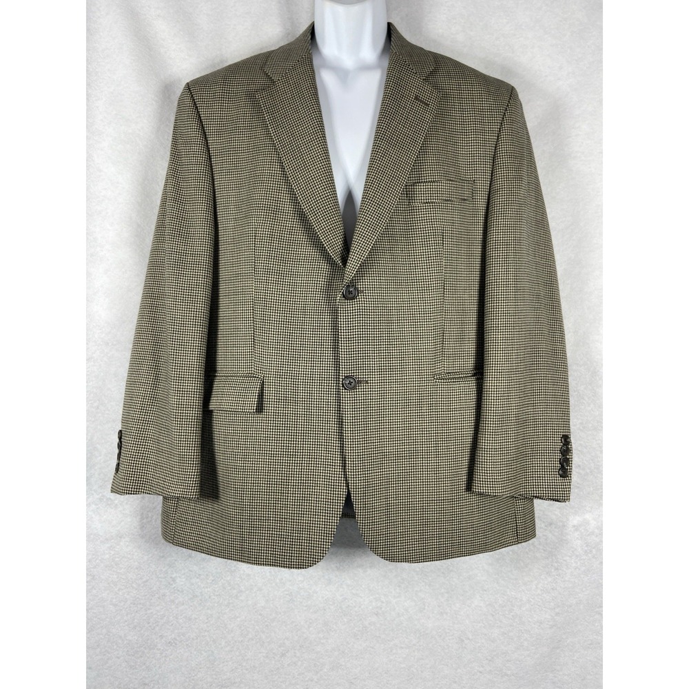 Vintage Ralph Lauren Jacket Men's 44S Gray Sport Coat 100% Wool‎ Houndstooth